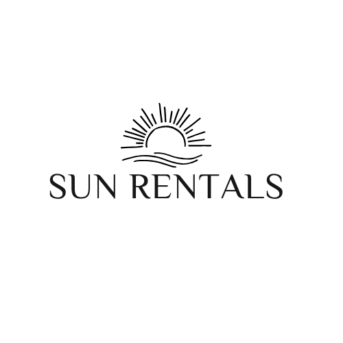 Logotipo de SunRentals en blanco sobre fondo oscuro.